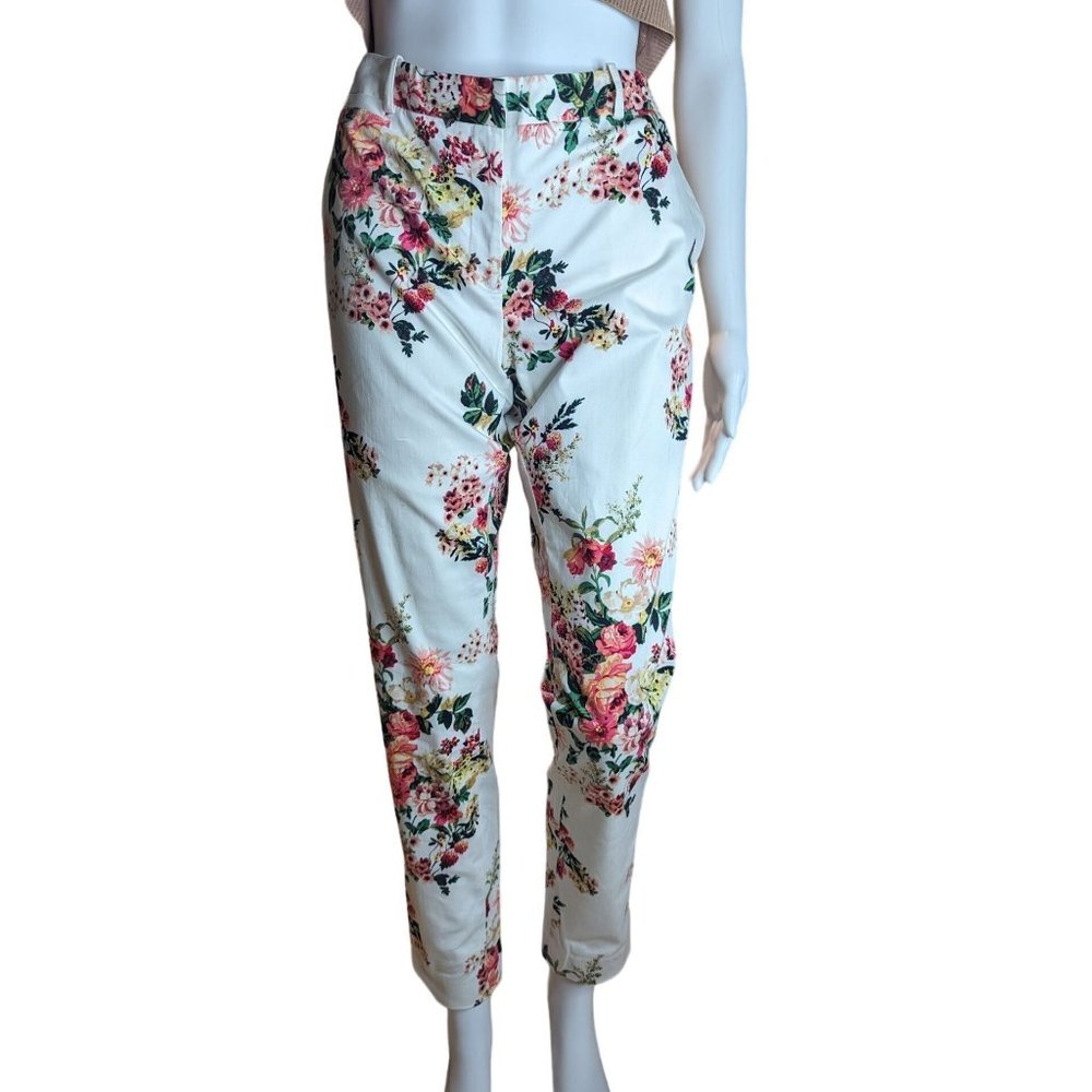 Tommy Hilfiger Floral Print Ankle pants fully lined Slash Pockets Feminine sz 4